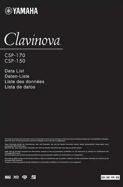 yamaha雅马哈CSP-170_CSP-150 Data List